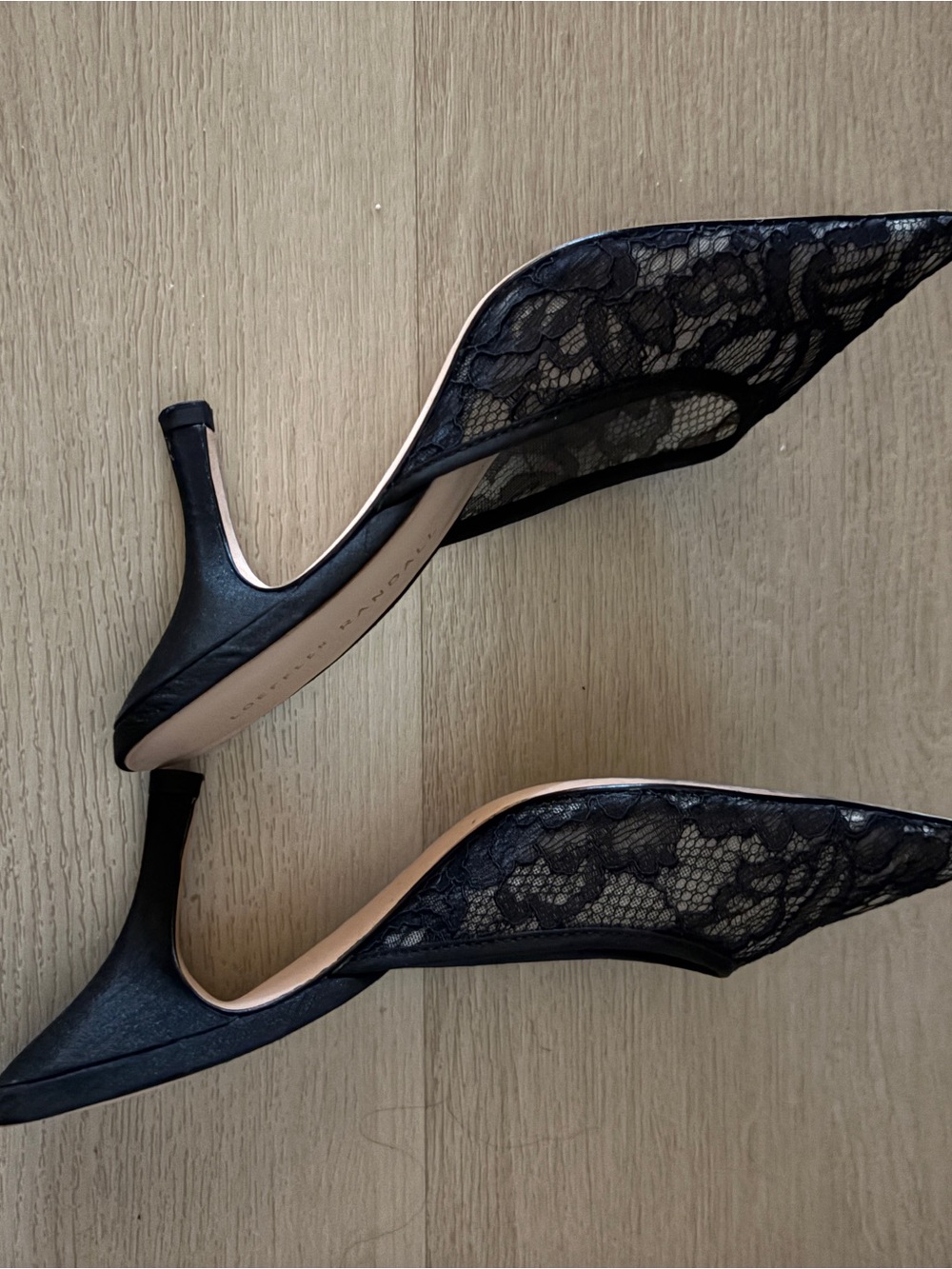 Loeffler Randall Black Lace Pointed Toe Slingback Pumps - Picture 5 of 6